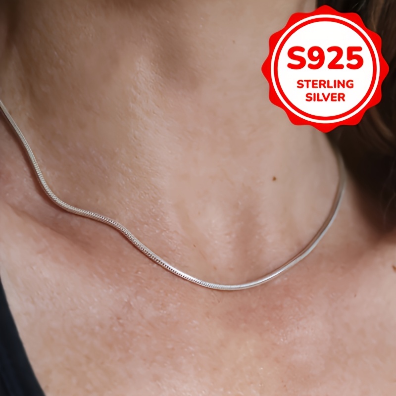 Women's Multi-Size S925 Silver Snake Bone Necklace, Fashionable Gift